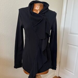 Free People Black Jacket with Ruffle Detail